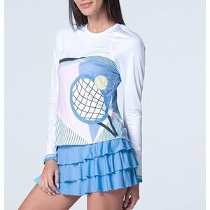 Lucky in Love Women's Linen Intuition Long Sleeve Tennis Jersey Shirt - S - NWT